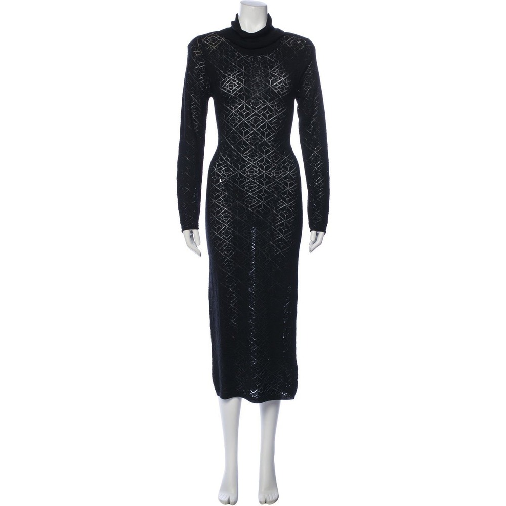 Alice + Olivia Black Wool Turtleneck Long Sleeve Knit Midi Dress Size S